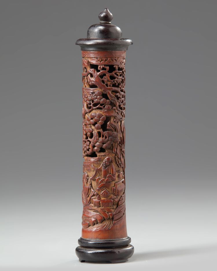 A Chinese wooden incense holder