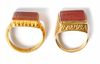 TWO AGATE SEAL GOLD RINGS