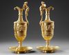 A PAIR OF FRENCH GILT BRONZE EWERS, 19TH CENTURY