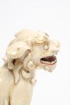White Satsuma-ware okimono of two shishi-lions