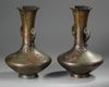 A PAIR OF JAPANESE BRONZE VASES, MEIJI PERIOD  (1868-1912)
