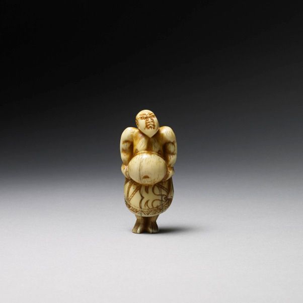 Small Ivory Netsuke of a Sumo Wrestler