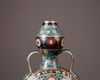 A Chinese cloisonne enamel turquoise-ground 'Eight Buddhist Emblems' moonflask