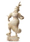 A CHINESE PAINTED POTTERY GUARDIAN, TANG DYNASTY (618-907)