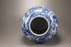 A massive blue and white jar