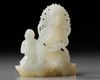 A CHINESE WHITE JADE 'GUANYIN AND ACOLYTE' CARVING, 20TH CENTURY