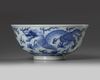 A Chinese blue and white 'dragon' bowl