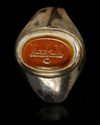 AN AGATE SEAL SILVER RING