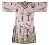 A Chinese pink-ground embroidered lady's informal robe