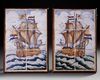 A PAIR OF DELFTWARE TILES DEPICTING DUTCH SAILING SHIPS, 19TH CENTURY