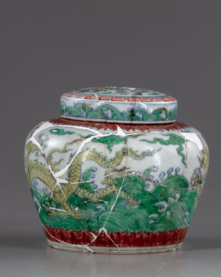 A Chinese doucai-glazed Ming-style 'dragon' jar and cover