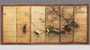 A JAPANESE SCREEN ON OXIDIZED SILVER LEAF PRESENTING A SPRING SCENE, LATE EDO PERIOD (FIRST HALF 19TH CENTURY)