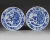 A pair of Chinese blue and white 'figural' dishes