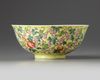 A Chinese yellow-ground famille rose 'gourds' bowl