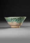 A KASHAN TURQUOISE AND BLACK POTTERY BOWL, PERSIA, 12TH-13TH CENTURY