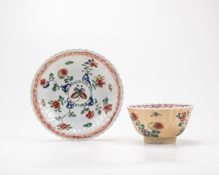 A Chinese familie verte cup and saucer