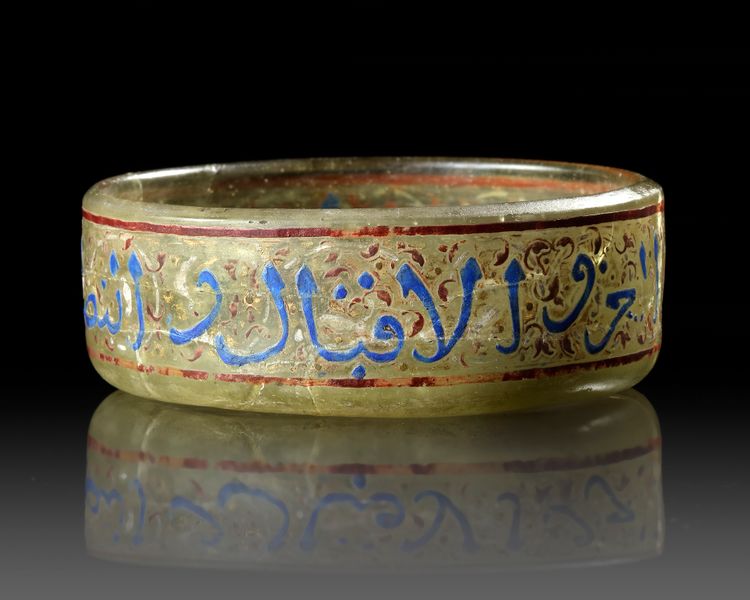 A SYRIAN ENAMELED AND GILDED CLEAR GLASS SMALL BOWL, SYRIA, 17TH-18TH CENTURY