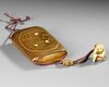 A JAPANESE SHIBAYAMA INLAY INRO WITH NETSUKE IN WOODEN BOX, MEIJI PERIOD (1868-1912)