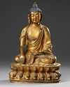A CHINESE GILT AND BRONZE FIGURE OF BUDDHA, 19TH CENTURY