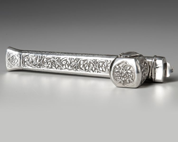 AN OTTOMAN SILVER SCRIBES PEN CASE (DIVIT), 19TH CENTURY