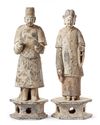 A PAIR OF CHINESE TERRACOTTA ATTENDANTS, MING DYNASTY (1368-1644)