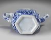 A small Chinese blue and white hexagonal ewer and cover