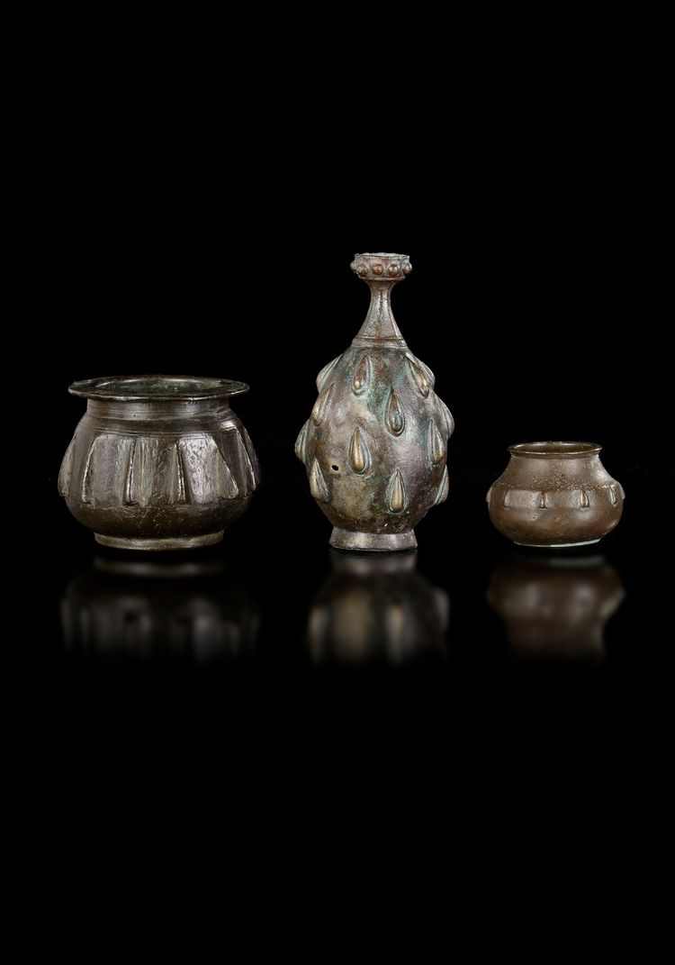 THREE BRONZE SELJUK VESSELS, PERSIA, 12TH-14TH CENTURY