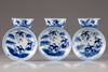Three Chinese blue and white warriors cups and saucers