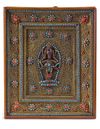 A NEPALESE GILT FILIGREE CORAL AND TURQUOISE- INLAID PANEL, NEPAL, 19TH-20TH CENTURY