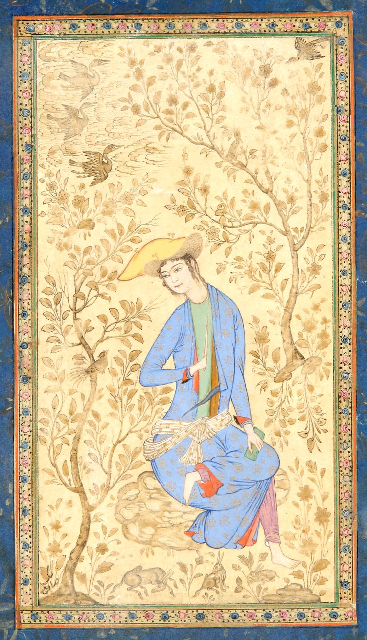 A PERSIAN SEATED YOUTH,  20TH CENTURY