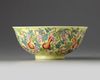 A Chinese yellow-ground famille rose 'gourds' bowl