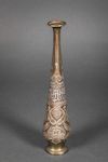 A FRENCH PAIR OF EMBOSSED BRASS VASES