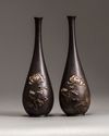 A pair of Japanese bronze vases