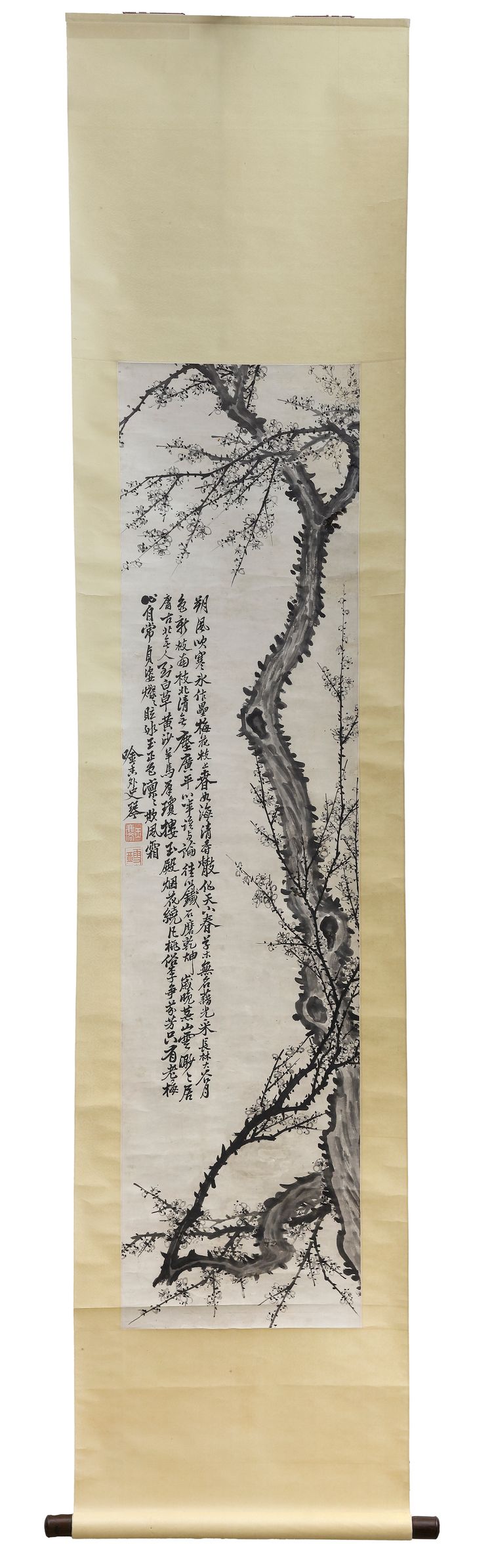 A CHINESE' PRUNUS' HANGING SCROLL, 19TH-20TH CENTURY