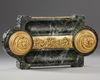 A GILDED BRONZE AND GREEN MARBLE INKWELL, NAPOLEON III PERIOD, LATE 19TH CENTURY