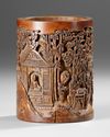 A CHINESE BAMBOO CARVED BRUSH POT – 18TH /19TH CENTURY