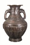 A very large Japanese bronze twin-handled vase