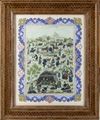 QAJAR PAINTED BONE PLAQUE WITH A NOMADIC ENCAMPMENT, PERSIA, LATE 19TH CENTURY