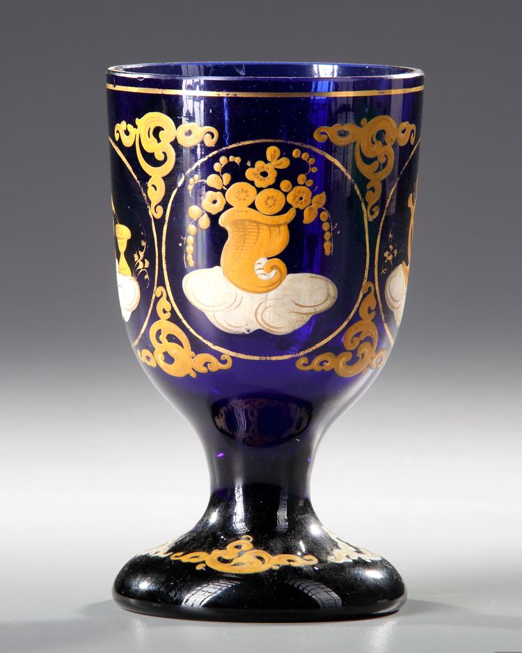 A BOHEMIAN ENAMELLED HANDPAINTED GOBLET, CIRCA 1850