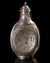 AN ISFAHAN SILVER BOTTLE, ATTRIBUTED TO LAHIJI MASTER, LATE 19TH CENTURY