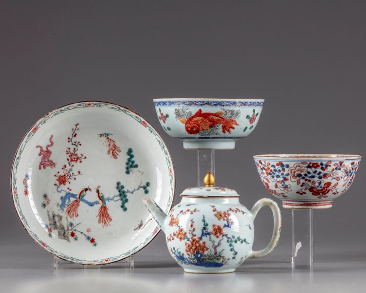 FOUR CHINESE KAKIEMON STYLE WARES-AMSTERDAM-BONT, 18TH CENTURY