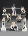 A SET OF 8 ROYAL COPENHAGEN FAUN FIGURINES, MID 20TH CENTURY