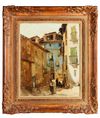 ISIDORE VAN MENS (1890-1985), FIGURES IN THE STREETS IN SPAIN, OIL ON CANVAS