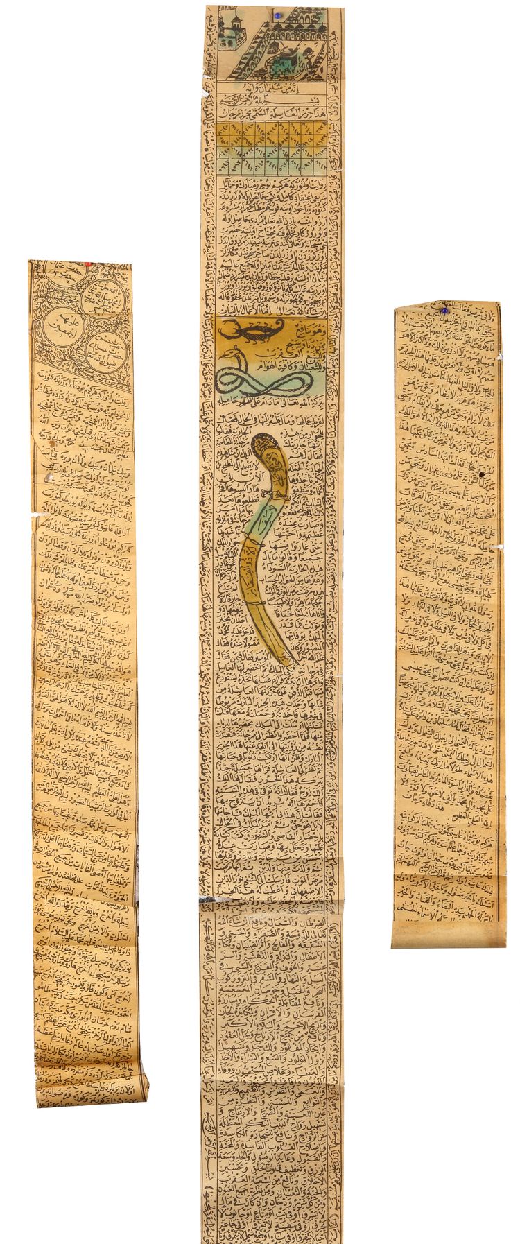 THREE OTTOMAN AMULET OF TALISMAN SCROLLS, 19TH CENTURY