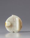 A white and russet jade 'peach' belt buckle