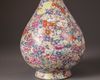 A Chinese famille rose millefleurs pear-shaped vase, yuhuchunping