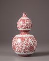 A double-gourd coral-red decorated vase