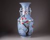 A large Chinese blue-ground famille rose vase