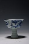 A CHINESE BLUE AND WHITE STEM CUP, CHINA,QING DYNASTY (1644-1911)