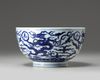 A Chinese blue and white 'dragon' bowl
